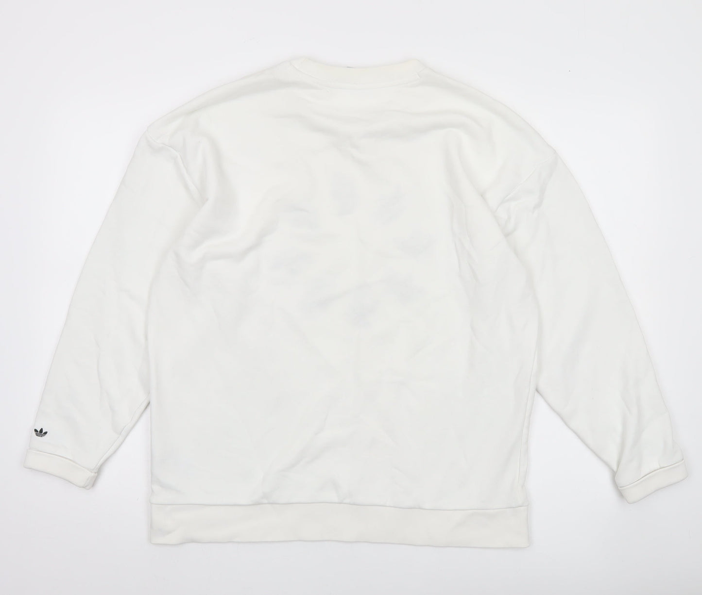 Adidas Womens White Logo Sweatshirt UK 12 Pullover Crew Neck