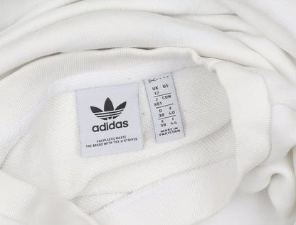 Adidas Womens White Logo Sweatshirt UK 12 Pullover Crew Neck
