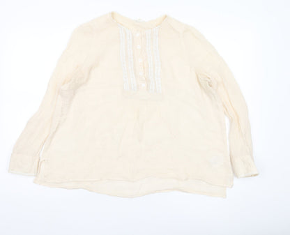 Pablo Women’s Ivory Cotton Tunic Blouse Size 16 Long Sleeve