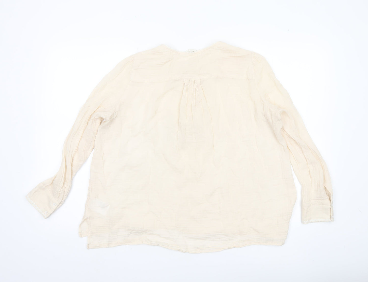Pablo Women’s Ivory Cotton Tunic Blouse Size 16 Long Sleeve