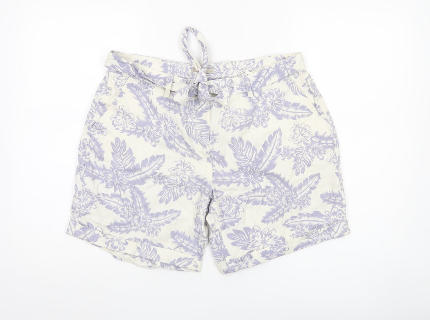 Tu Women’s Ivory Floral Linen Blend Chino Shorts Size 12