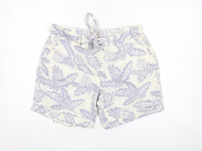 Tu Women’s Ivory Floral Linen Blend Chino Shorts Size 12