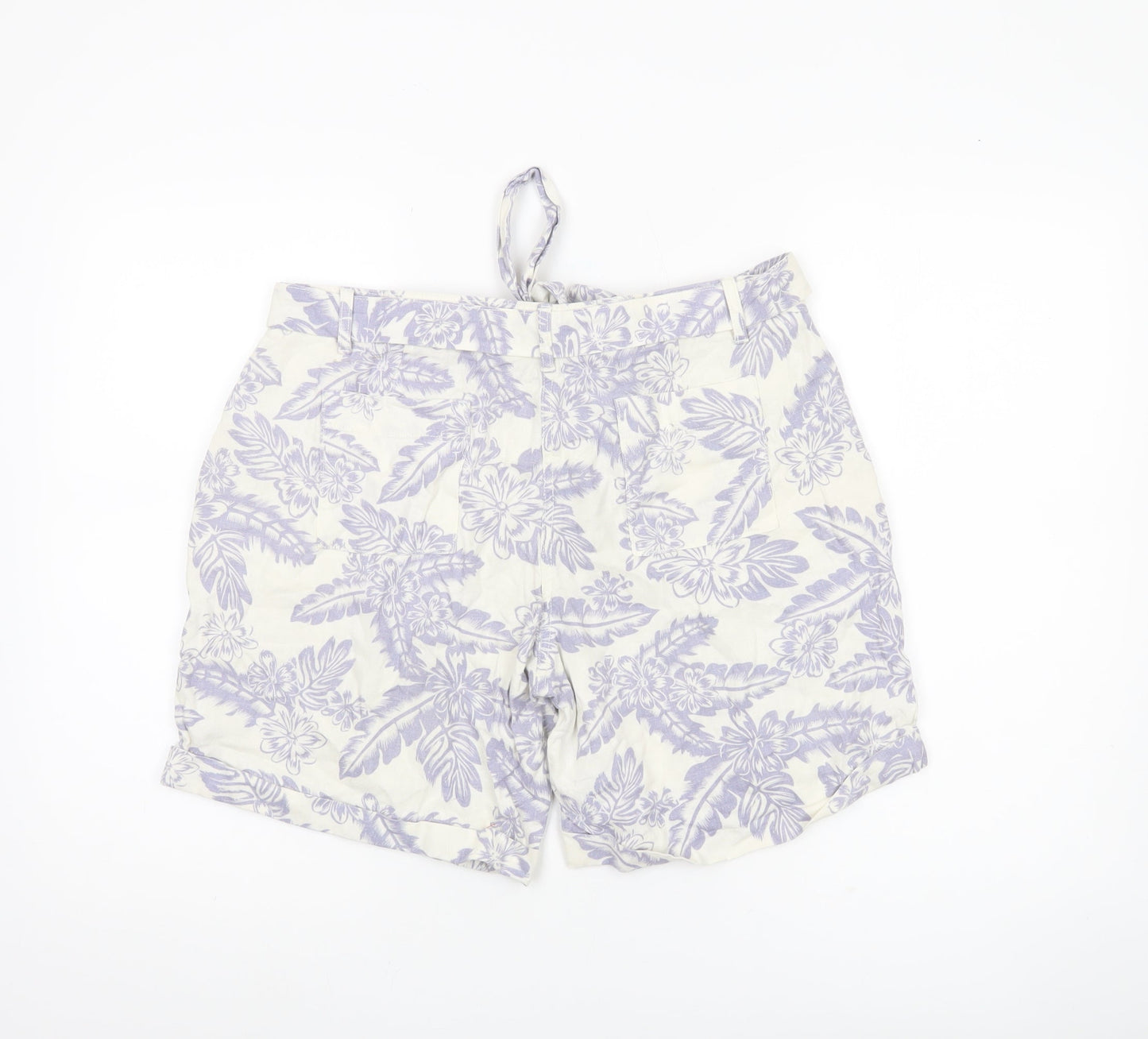 Tu Women’s Ivory Floral Linen Blend Chino Shorts Size 12