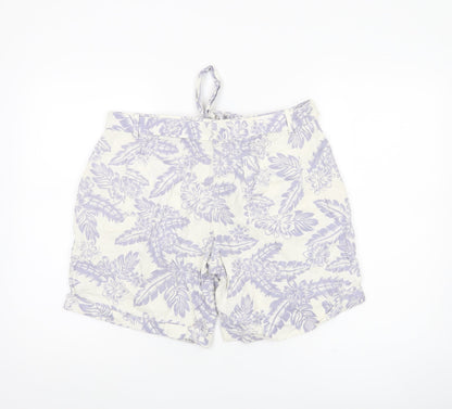Tu Women’s Ivory Floral Linen Blend Chino Shorts Size 12