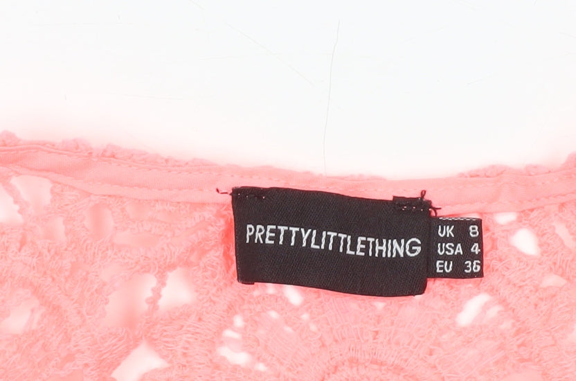 PrettyLittleThing Women’s Pink Crochet Kaftan Dress Size 8