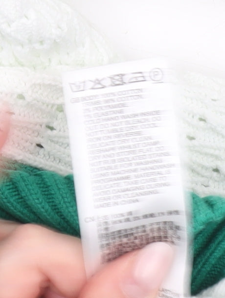 Reiss Mens XL Green White Collared Full Zip Short Sleeve Cotton Jumper