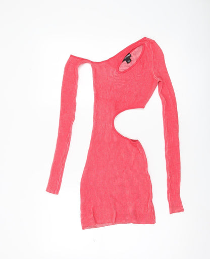 PrettyLittleThing Women Pink XS Bodycon Cut Out Mini Dress