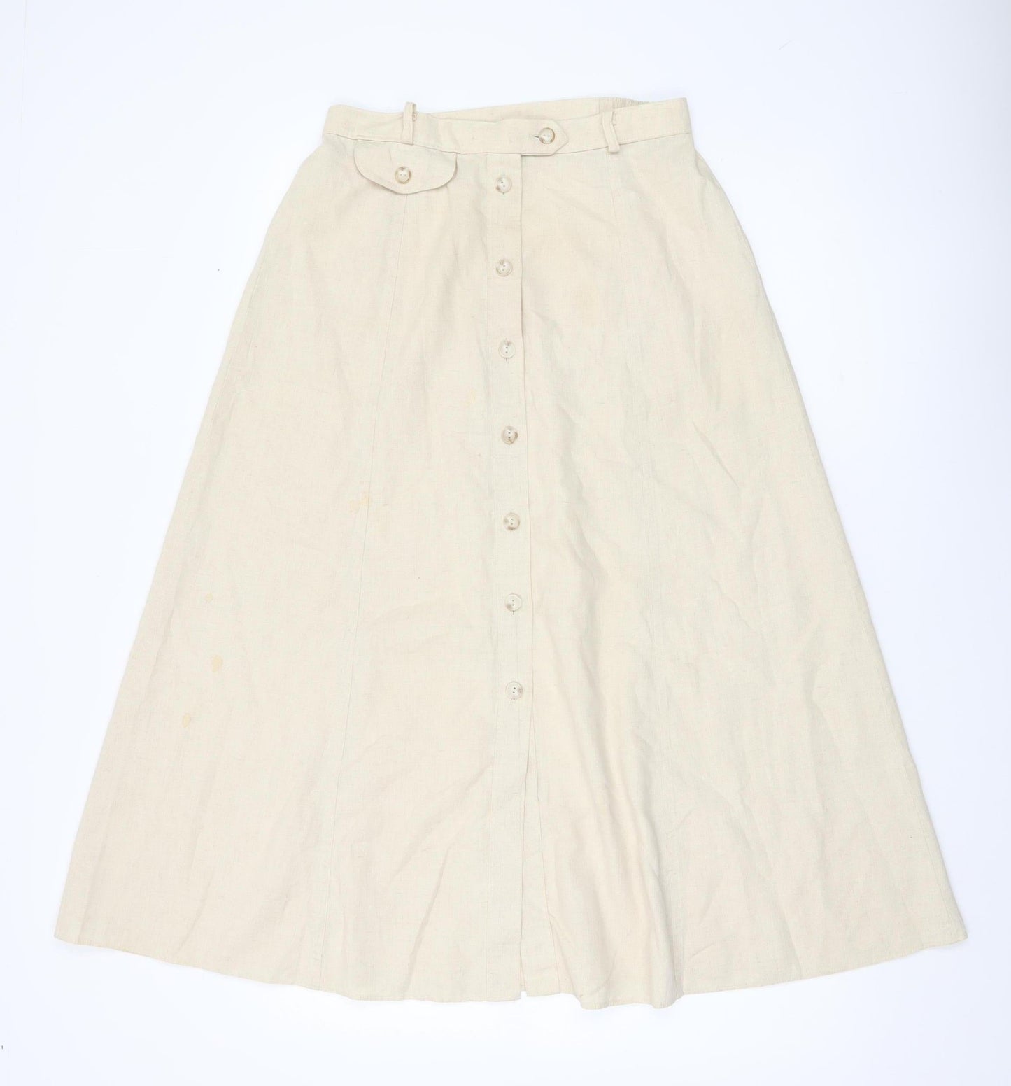 Marks and Spencer Women’s Beige Linen Blend A-Line Midi Skirt UK 12