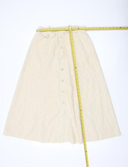 Marks and Spencer Women’s Beige Linen Blend A-Line Midi Skirt UK 12