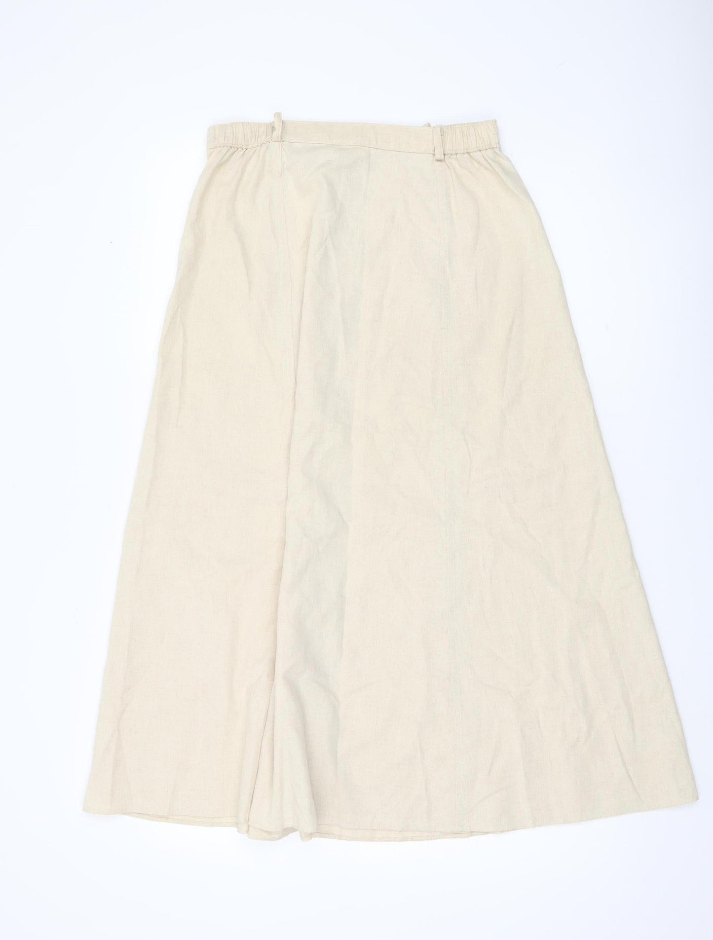 Marks and Spencer Women’s Beige Linen Blend A-Line Midi Skirt UK 12