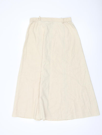 Marks and Spencer Women’s Beige Linen Blend A-Line Midi Skirt UK 12