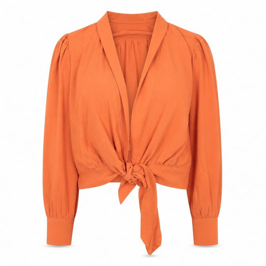 Womens UK Size 12 Apricot Orange Wrap Blouse