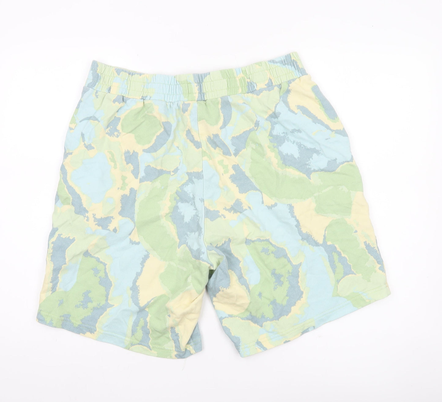 Monki Men’s Multicoloured Camouflage Shorts L Elastic Waist Casual