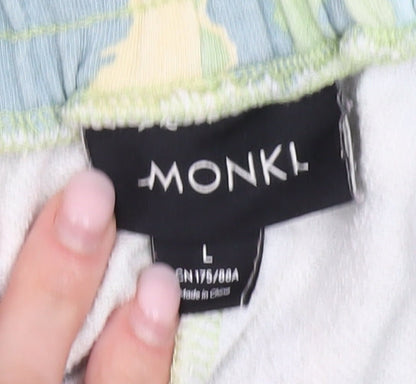 Monki Men’s Multicoloured Camouflage Shorts L Elastic Waist Casual