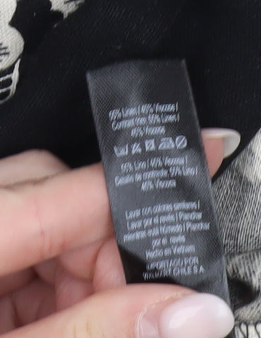 George Womens Black Floral Linen Blend Shift Dress Size 12