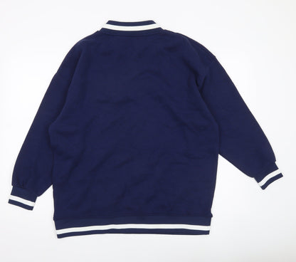Primark Womens Navy Sweatshirt Small V-Neck University Print