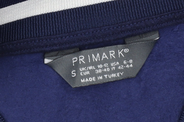 Primark Womens Navy Sweatshirt Small V-Neck University Print