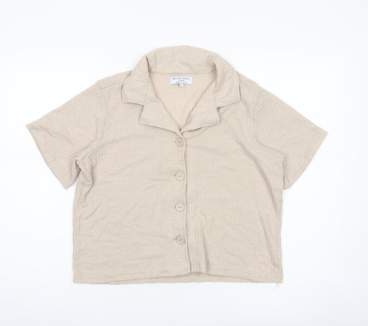 Womens UK Size S Brave Soul Beige Cropped Button-Up