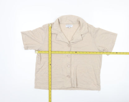 Womens UK Size S Brave Soul Beige Cropped Button-Up
