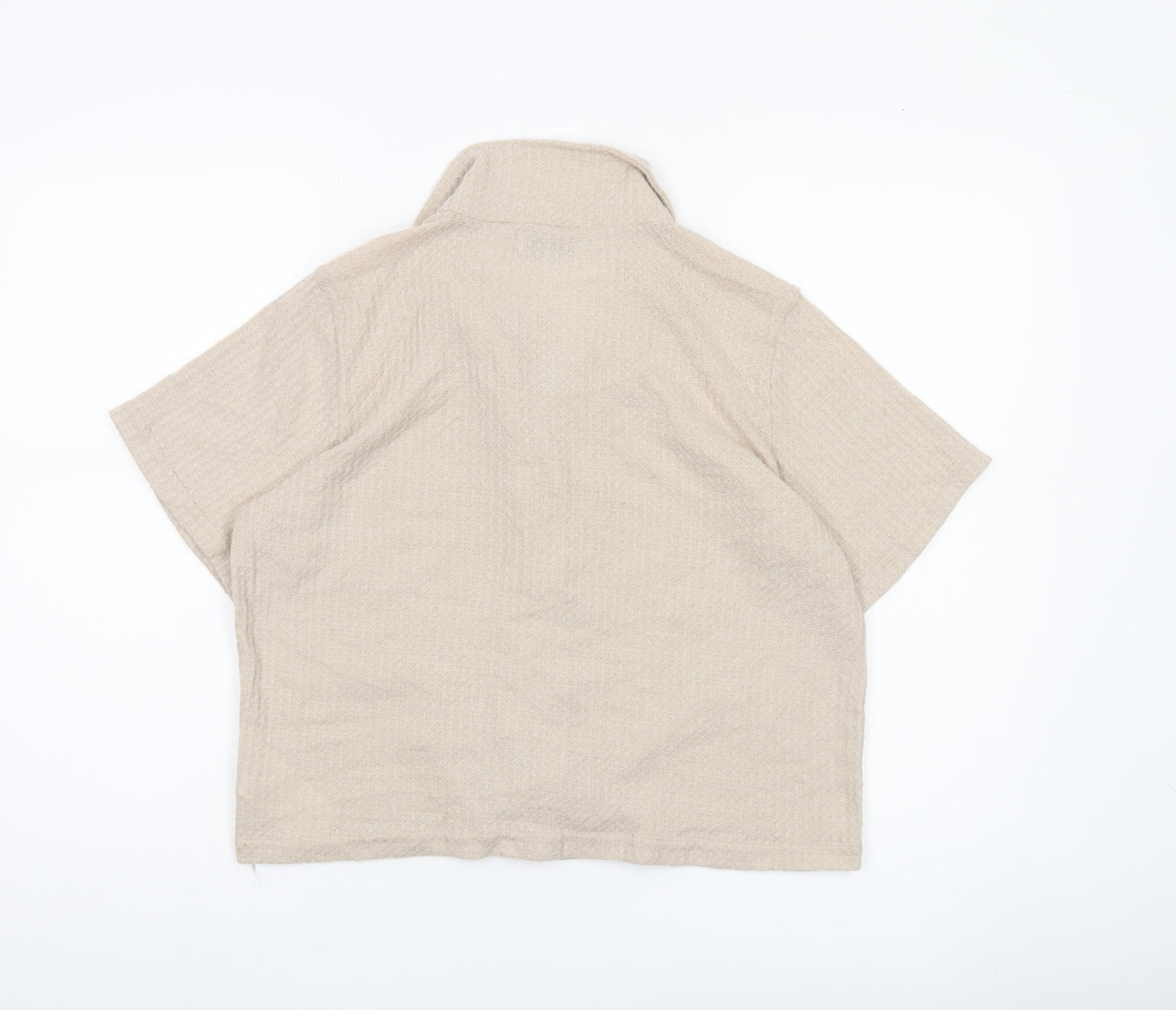 Womens UK Size S Brave Soul Beige Cropped Button-Up