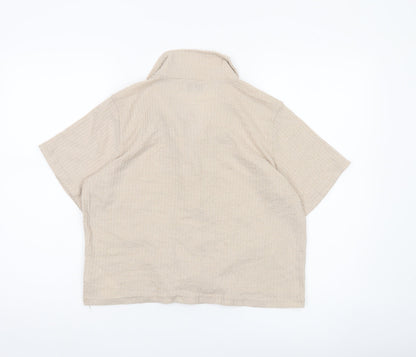 Womens UK Size S Brave Soul Beige Cropped Button-Up
