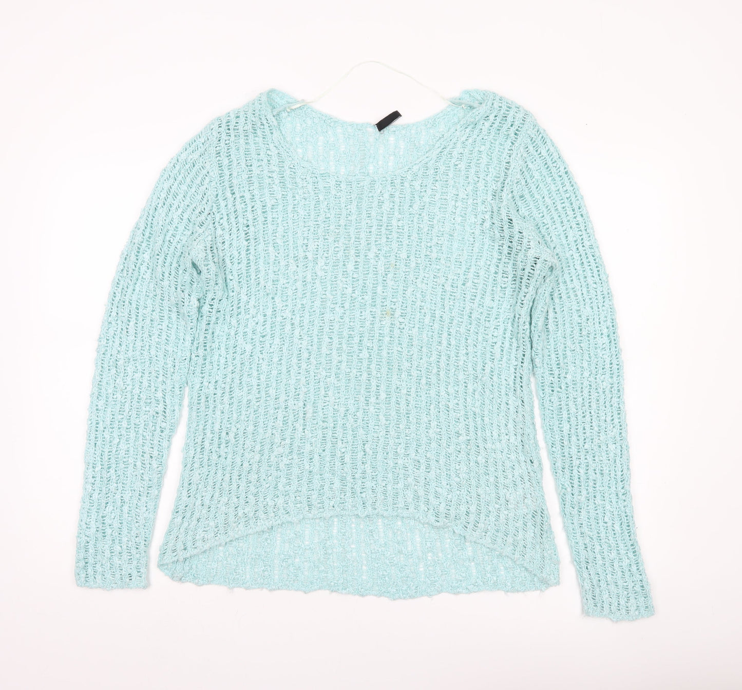 b.young Women’s Blue Open-Knit Pullover Jumper Size M