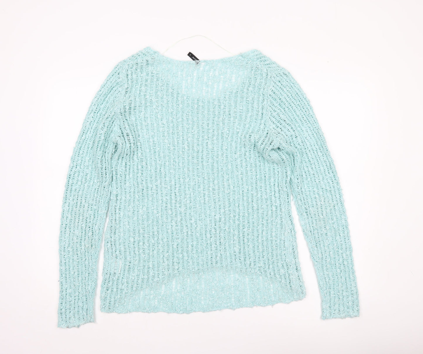 b.young Women’s Blue Open-Knit Pullover Jumper Size M