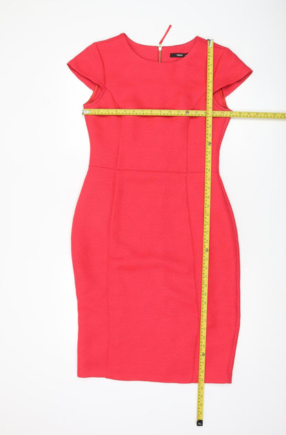 Oasis Women’s Red Sheath Knee Length Dress Size 10 Scoop Neck