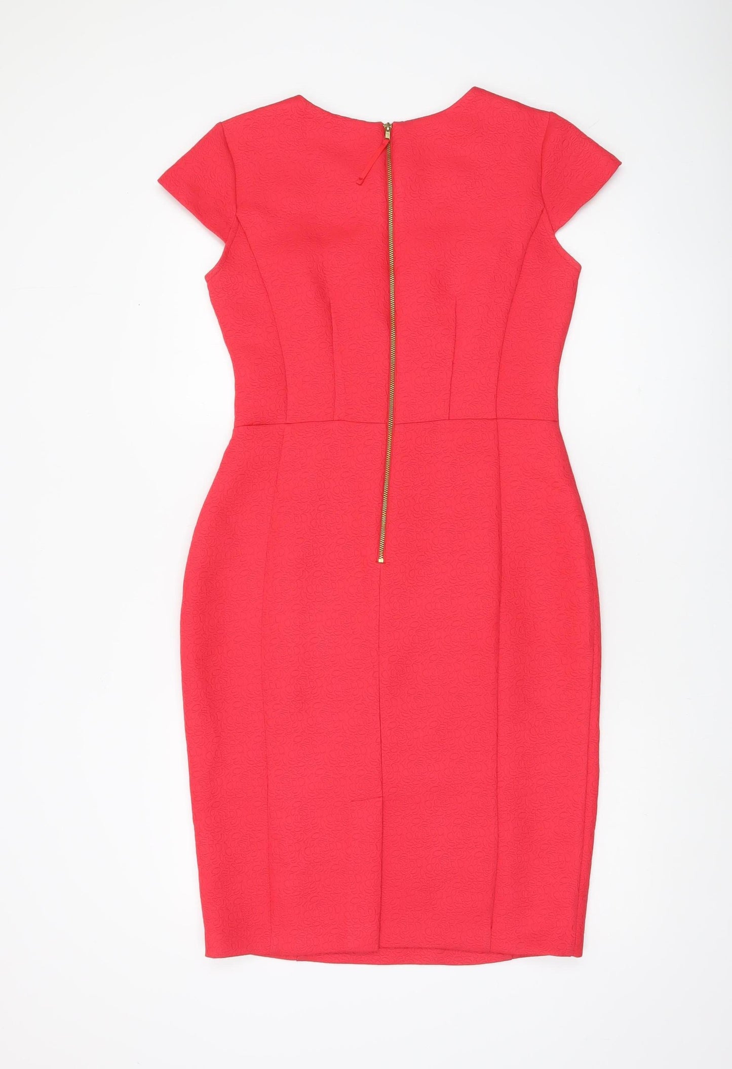 Oasis Women’s Red Sheath Knee Length Dress Size 10 Scoop Neck