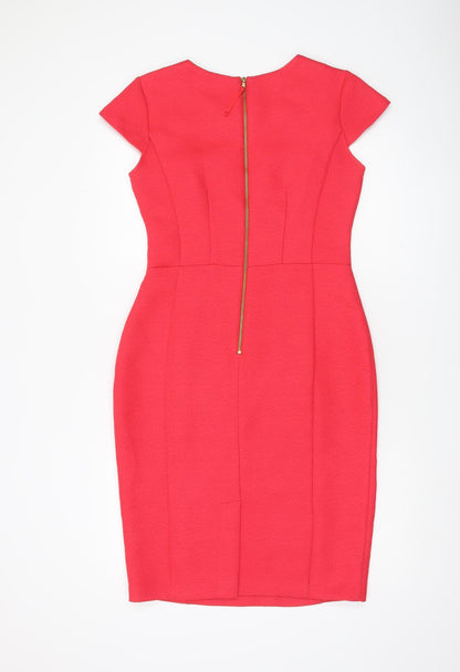 Oasis Women’s Red Sheath Knee Length Dress Size 10 Scoop Neck