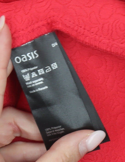 Oasis Women’s Red Sheath Knee Length Dress Size 10 Scoop Neck