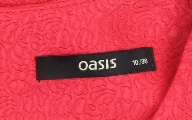 Oasis Women’s Red Sheath Knee Length Dress Size 10 Scoop Neck