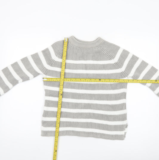 Marks and Spencer Womens Grey Striped Chunky Knit Jumper S