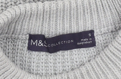 Marks and Spencer Womens Grey Striped Chunky Knit Jumper S