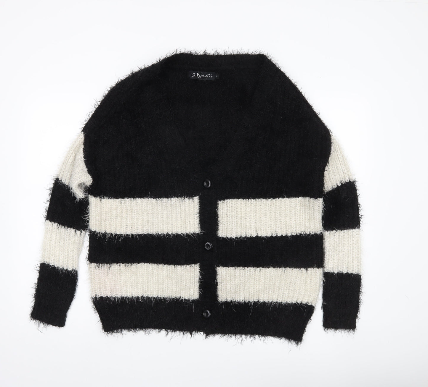 Republic Women’s Black White Striped Chunky Cardigan Size S