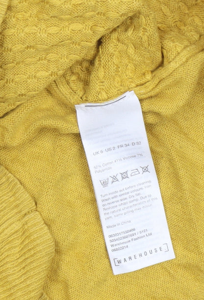 Womens UK Size 6 Warehouse Yellow Pullover Jumper