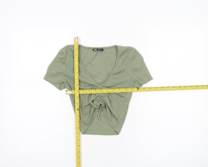 Womens UK Size 8 Zara Green Cropped T-Shirt