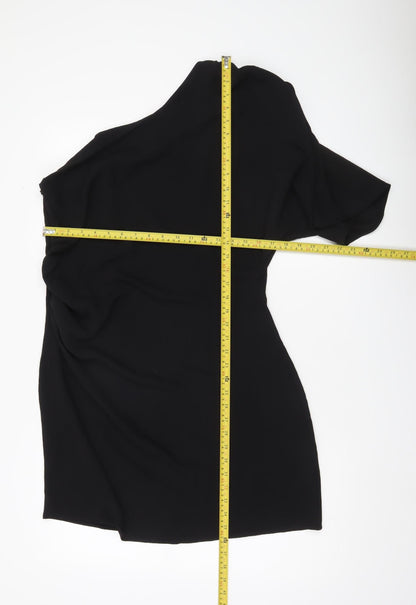 H&M Women Black One Shoulder Bodycon Party Dress Size 14