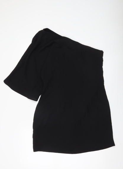 H&M Women Black One Shoulder Bodycon Party Dress Size 14