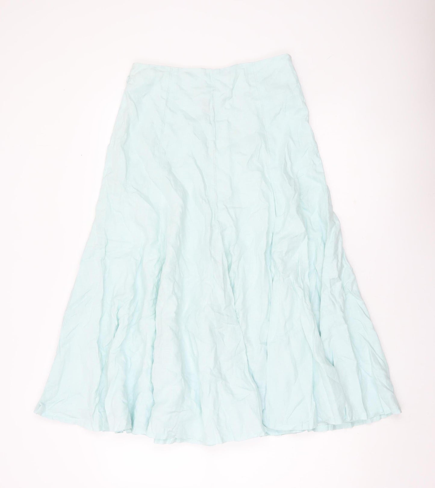 TU Women’s Blue Linen A-Line Midi Skirt Size 8