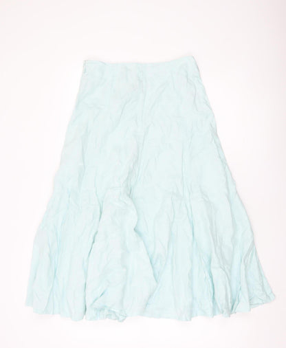 TU Women’s Blue Linen A-Line Midi Skirt Size 8