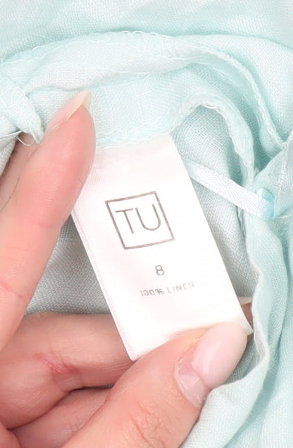 TU Women’s Blue Linen A-Line Midi Skirt Size 8