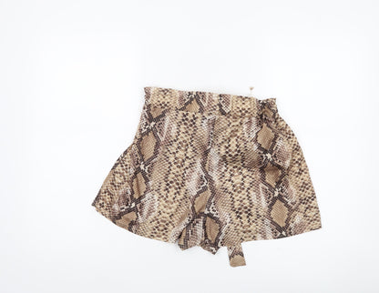 PrettyLittleThing Women’s Brown Snake Print Paperbag Shorts UK 12