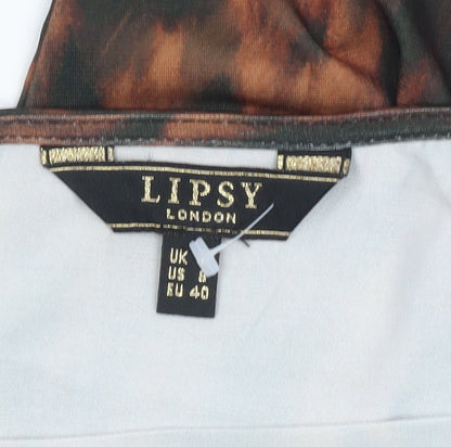Womens UK Size 12 Lipsy Brown Tunic Blouse