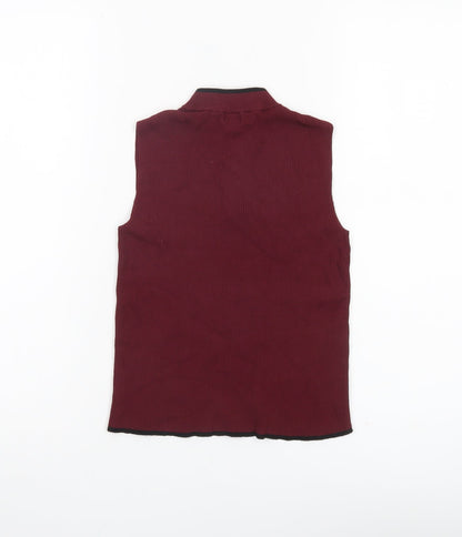 River Island Girls Red Sleeveless Mock Neck Zip Tank Top Age 9-10 Years