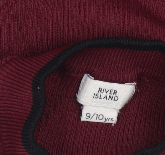 River Island Girls Red Sleeveless Mock Neck Zip Tank Top Age 9-10 Years