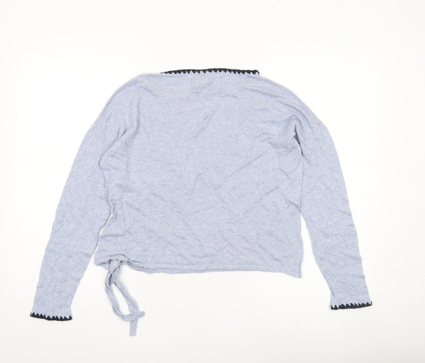 Antibes Blanc Women’s Blue Boat Neck Linen Blend Pullover Jumper M