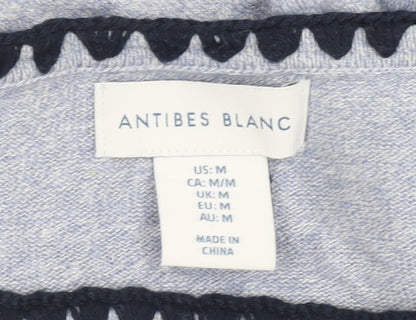Antibes Blanc Women’s Blue Boat Neck Linen Blend Pullover Jumper M