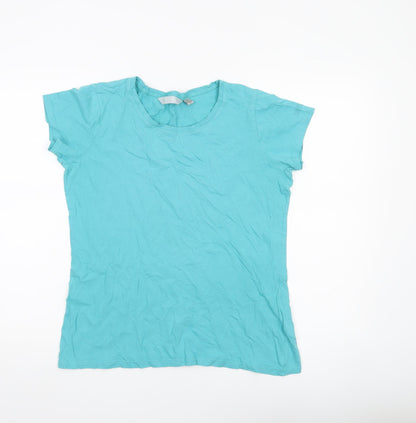 Bershka Womens Blue Cotton Crew Neck T-Shirt UK 14