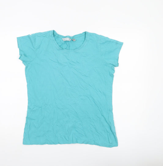 Bershka Womens Blue Cotton Crew Neck T-Shirt UK 14